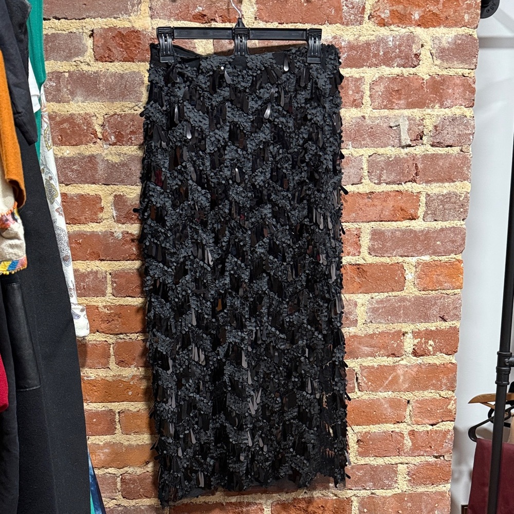Zara Black Textured Pencil Skirt